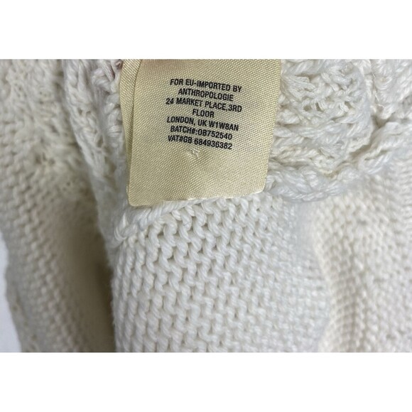 Anthropologie Sweater Womens Small Ivory Cream V Neck Short Sleeve Knit - Picture 9 of 9